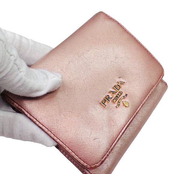 Prada Metallic Saffiano Leather Trifold Wallet - 4.5” x 4” x 0.75” - Picture 9 of 15